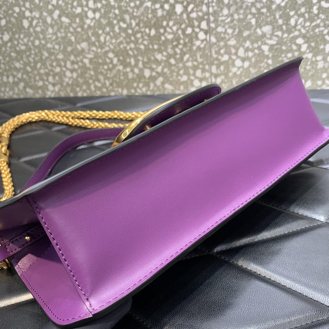 Valentino Garavani Loco Shoulder Bag in Purple Calfskin Leather